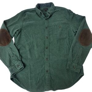 J.Crew Green Brushed Cotton Wool Shirt Jacket Elbow Patches Mens M Cabincore